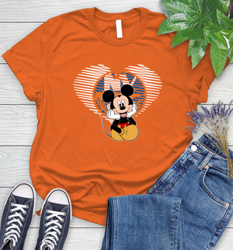 NHL New York Islanders The Heart Mickey Mouse Disney Hockey Women's T-Shirt 3