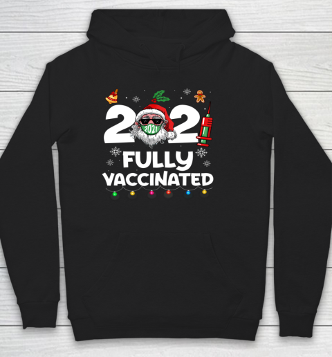 2021 Fully Vaccinated Santa Claus Mask Costume Christmas Hoodie