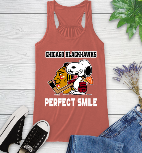 NHL Chicago Blackhawks Snoopy Perfect Smile The Peanuts Movie Hockey T Shirt Racerback Tank 3