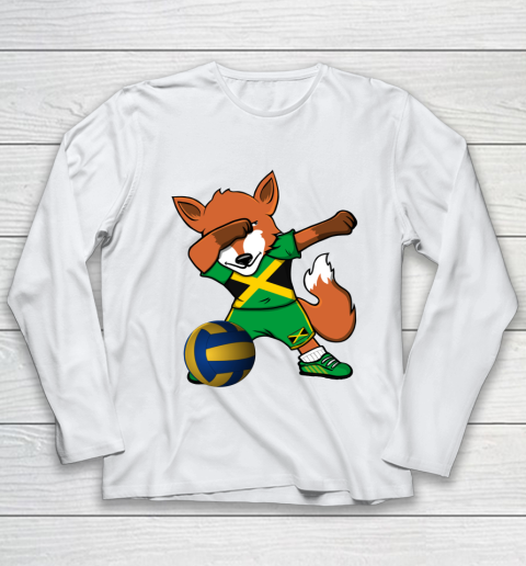 Dabbing Fox Jamaica Volleyball Fans Jersey Jamaican Youth Long Sleeve 2