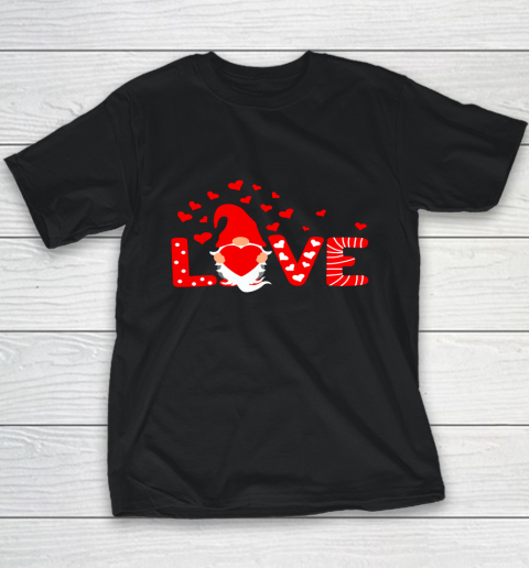 Valentine's Day LOVE Gnomies Holding Red Heart Valentine Youth T-Shirt 1