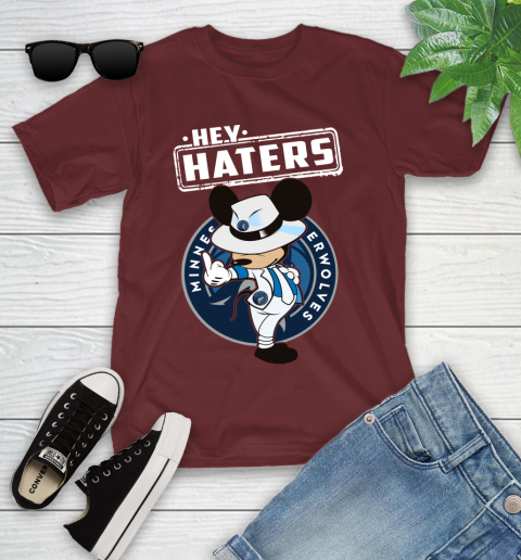 NBA Hey Haters Mickey Basketball Sports Minnesota Timberwolves Youth T-Shirt 14