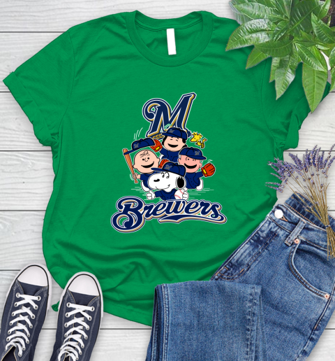 MLB Milwaukee Brewers Snoopy Charlie Brown Woodstock The Peanuts Movie Baseball T Shirt_000 Women's T-Shirt 9
