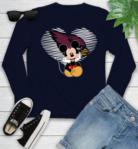NFL Arizona Cardinals The Heart Mickey Mouse Disney Football T Shirt_000 Youth Long Sleeve 2