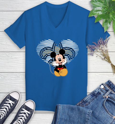 NFL New Orleans Saints The Heart Mickey Mouse Disney Football T Shirt_000 Women's V-Neck T-Shirt 10