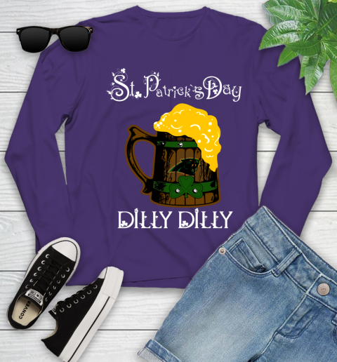 NFL Carolina Panthers St Patrick's Day Dilly Dilly Beer Football Sports Youth Long Sleeve 4