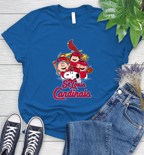 MLB St.Louis Cardinals Snoopy Charlie Brown Woodstock The Peanuts Movie Baseball T Shirt_000 Women's T-Shirt 12