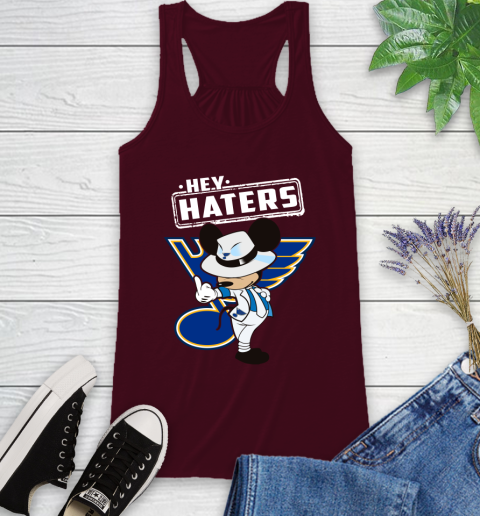 NHL Hey Haters Mickey Hockey Sports St.Louis Blues Racerback Tank 2