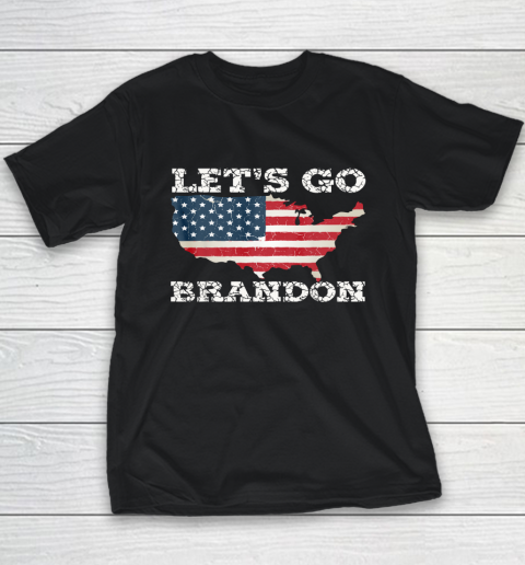 Let's Go Brandon Joe Biden Chant Impeach Biden USA Flag FJB Youth T-Shirt