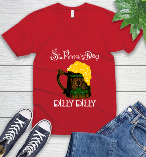 NHL Boston Bruins St Patrick's Day Dilly Dilly Beer Hockey Sports V-Neck T-Shirt 6