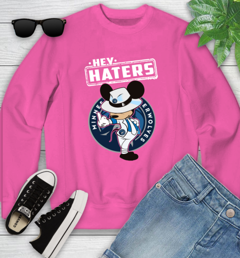NBA Hey Haters Mickey Basketball Sports Minnesota Timberwolves Youth Sweatshirt 6