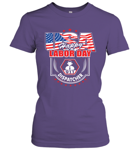911 Dispatcher Happy Labor Day Job Title American Flag Women Tee