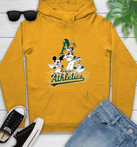 MLB Oakland Athletics Mickey Mouse Donald Duck Goofy Baseball T Shirt Youth Hoodie 2