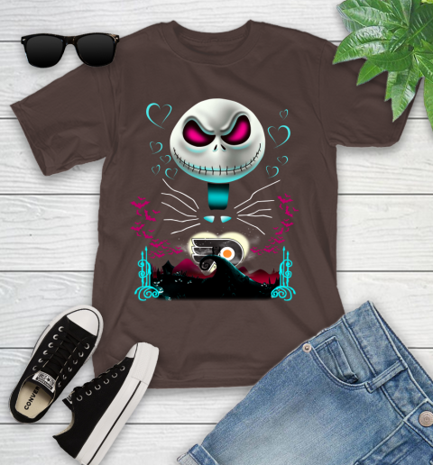 NHL Philadelphia Flyers Jack Skellington Sally The Nightmare Before Christmas Hockey Youth T-Shirt 7