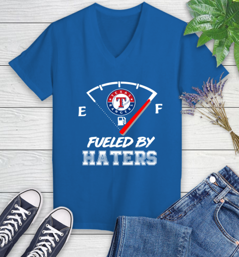 Texas Rangers MLB Baseball Fueled By Haters Sports Women's V-Neck T-Shirt 10