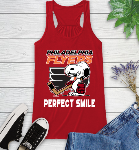 NHL Philadelphia Flyers Snoopy Perfect Smile The Peanuts Movie Hockey T Shirt Racerback Tank 5
