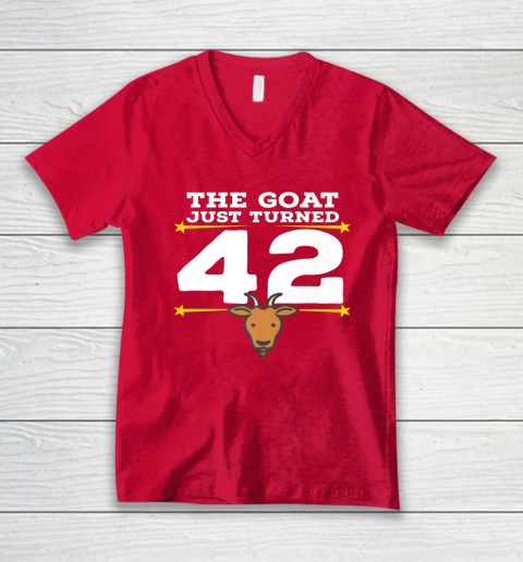 The Goat Just Turned 42 42nd Birthday Goat V-Neck T-Shirt 11
