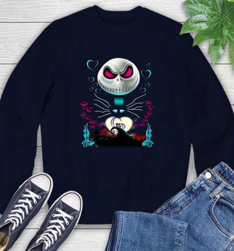 MLB Colorado Rockies Jack Skellington Sally The Nightmare Before Christmas Baseball Sweatshirt 2