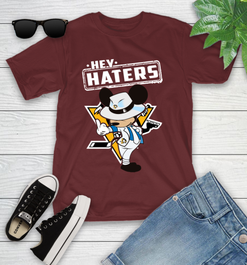 NHL Hey Haters Mickey Hockey Sports Pittsburgh Penguins Youth T-Shirt 14