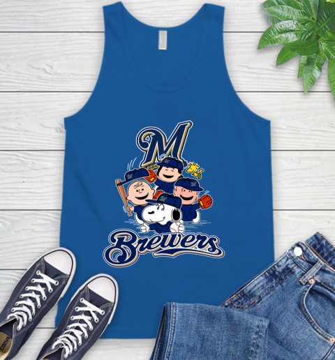 MLB Milwaukee Brewers Snoopy Charlie Brown Woodstock The Peanuts Movie Baseball T Shirt_000 Tank Top 4