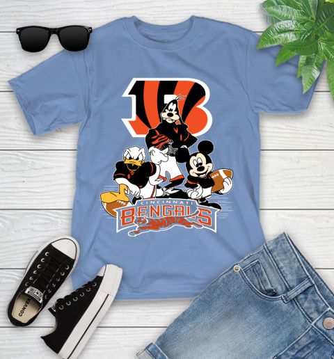 NFL Cincinnati Bengals Mickey Mouse Donald Duck Goofy Football Shirt Youth T-Shirt 15