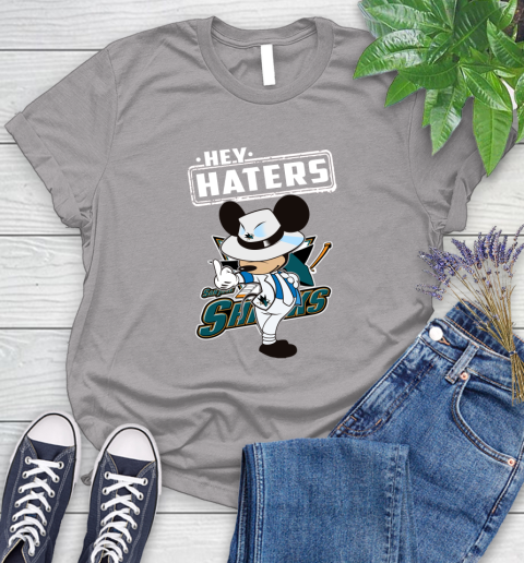 NHL Hey Haters Mickey Hockey Sports San Jose Sharks Women's T-Shirt 5