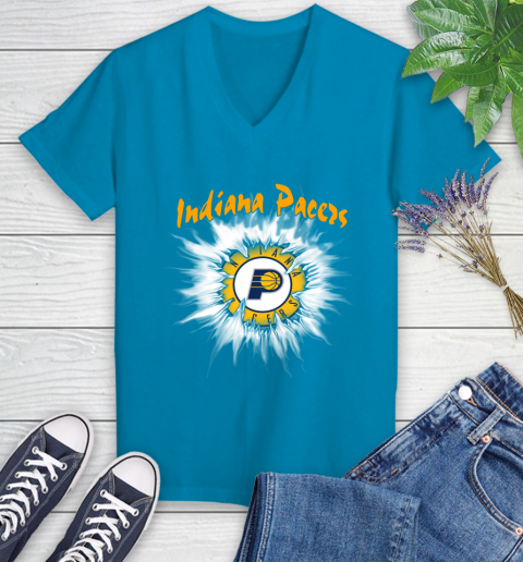 Indiana Pacers NBA Basketball Rip Sports Women's V-Neck T-Shirt 7