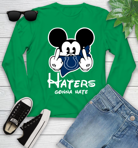 NFL Indianapolis Colts Haters Gonna Hate Mickey Mouse Disney Football T Shirt Youth Long Sleeve 7
