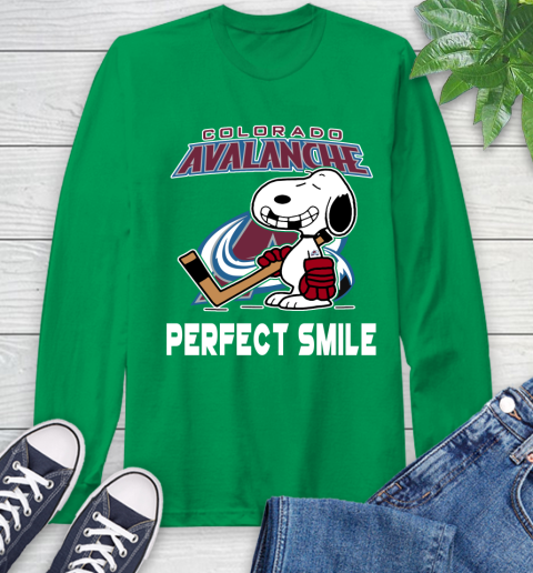 NHL Colorado Avalanche Snoopy Perfect Smile The Peanuts Movie Hockey T Shirt Long Sleeve T-Shirt 8