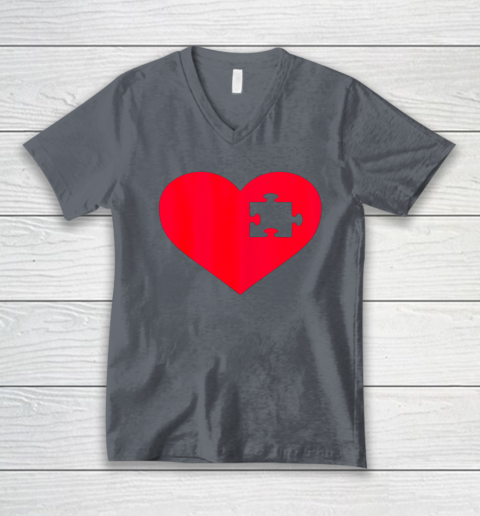 Family Valentine Insert Heart Gift V-Neck T-Shirt 3