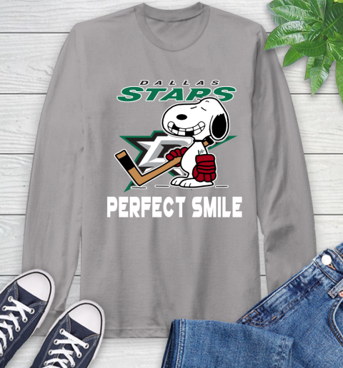 NHL Dallas Stars Snoopy Perfect Smile The Peanuts Movie Hockey T Shirt Long Sleeve T-Shirt 6