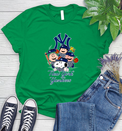 MLB New York Yankees Snoopy Charlie Brown Woodstock The Peanuts Movie Baseball T Shirt_000 Women's T-Shirt 9