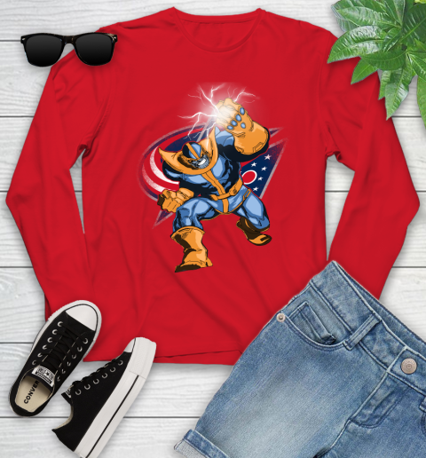 Columbus Blue Jackets NHL Hockey Thanos Avengers Infinity War Marvel Youth Long Sleeve 11