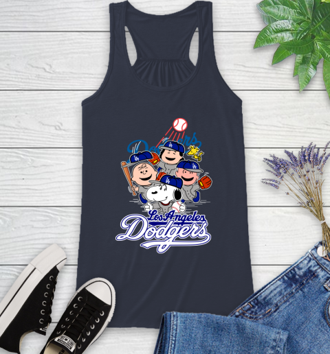 MLB Los Angeles Dodgers Snoopy Charlie Brown Woodstock The Peanuts Movie Baseball T Shirt_000 Racerback Tank 10