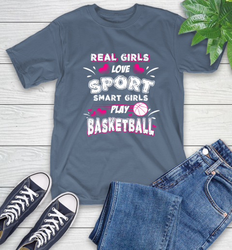 Real Girls Loves Sport Smart Girls Play Basketball T-Shirt 8