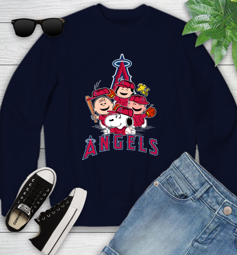 MLB Los Angeles Angels Snoopy Charlie Brown Woodstock The Peanuts Movie Baseball T Shirt_000 Youth Sweatshirt 2
