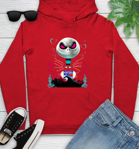 NHL New York Rangers Jack Skellington Sally The Nightmare Before Christmas Hockey Youth Hoodie 12