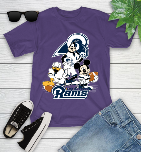 NFL Los Angeles Rams Mickey Mouse Donald Duck Goofy Football Shirt Youth T-Shirt 3