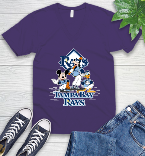 MLB Tampa Bay Rays Mickey Mouse Donald Duck Goofy Baseball T Shirt V-Neck T-Shirt 9