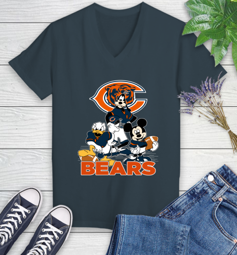 NFL Chicago Bears Mickey Mouse Donald Duck Goofy Football Shirt Women's V-Neck T-Shirt 8