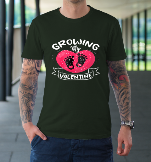 Womens Growing My Valentine literally pregnant shirt Pregnancy Wife T-Shirt 3