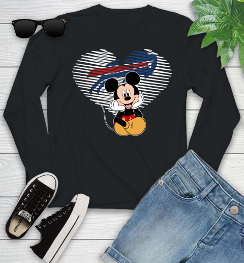 NFL Buffalo Bills The Heart Mickey Mouse Disney Football T Shirt_000 Youth Long Sleeve