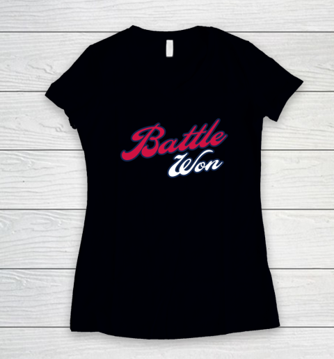 Battle Won Atlanta Braves World Series Champion Shirt Women's V-Neck T-Shirt