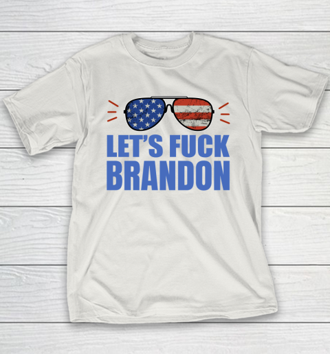 Let's Fuck Brandon US Flag Sunglasses Youth T-Shirt 9