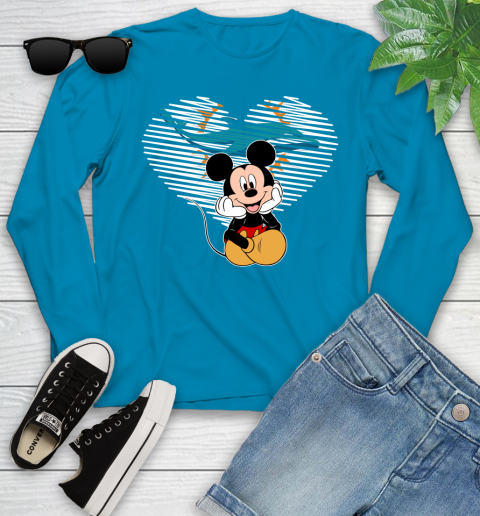 NFL Miami Dolphins The Heart Mickey Mouse Disney Football T Shirt_000 Youth Long Sleeve 8