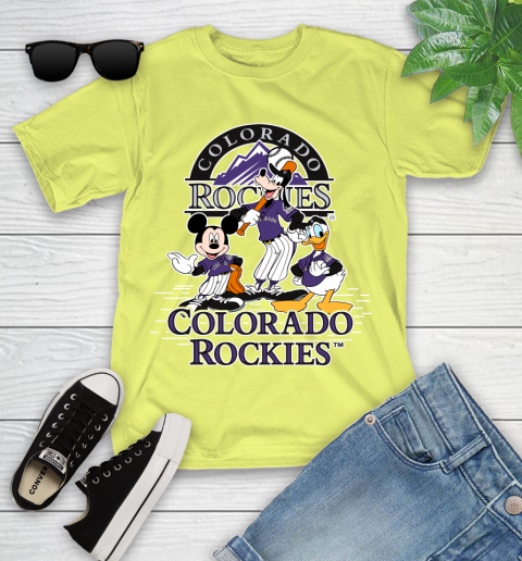 MLB Colorado Rockies Mickey Mouse Donald Duck Goofy Baseball T Shirt Youth T-Shirt 10