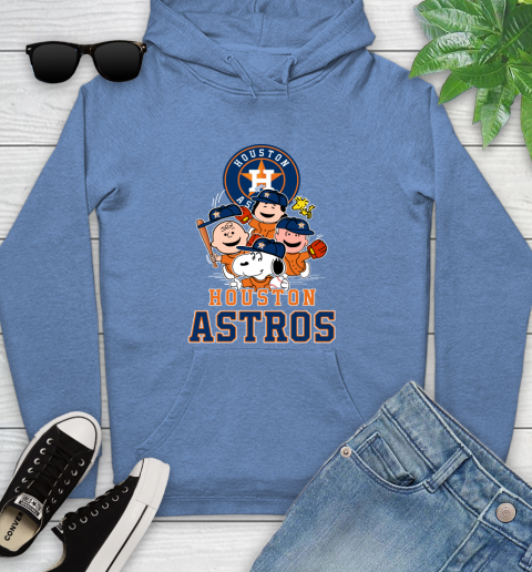 MLB Houston Astros Snoopy Charlie Brown Woodstock The Peanuts Movie Baseball  T Shirt Youth Sweatshirt