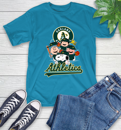 MLB Oakland Athletics Snoopy Charlie Brown Woodstock The Peanuts Movie Baseball T Shirt_000 T-Shirt 9