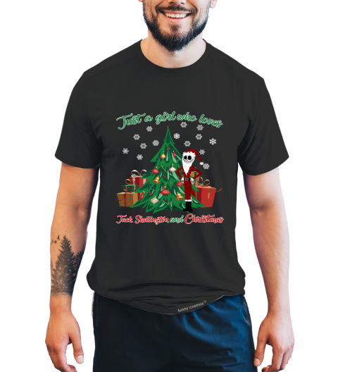 Nightmare Before Christmas T Shirt, Just A Girl Who Loves Jack And Christmas Tshirt, Jack Skellington T Shirt, Christmas Gifts