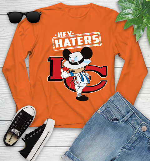 NFL Hey Haters Mickey Football Sports Kansas City Chiefs Youth Long Sleeve 3